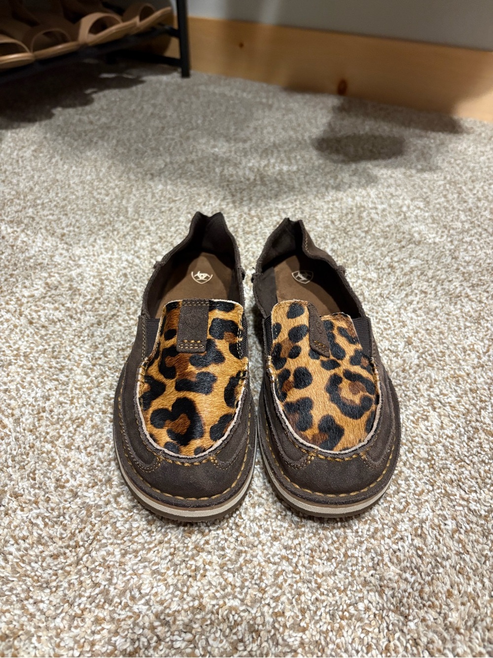 Ariat Chocolate Suede & Leopard Hair-On Cruisers